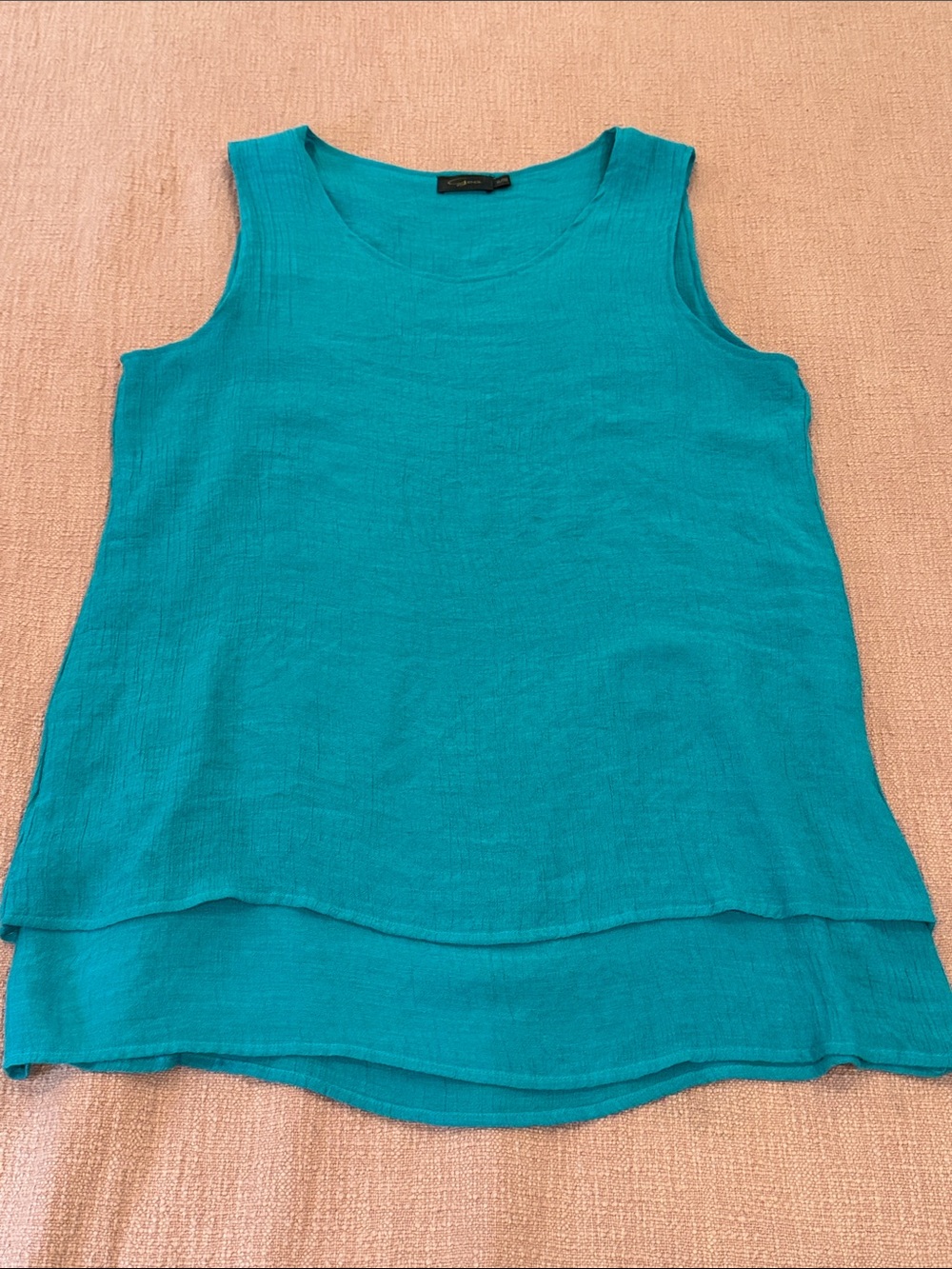 Layered Sleeveless Tank Top / blouse in Teal